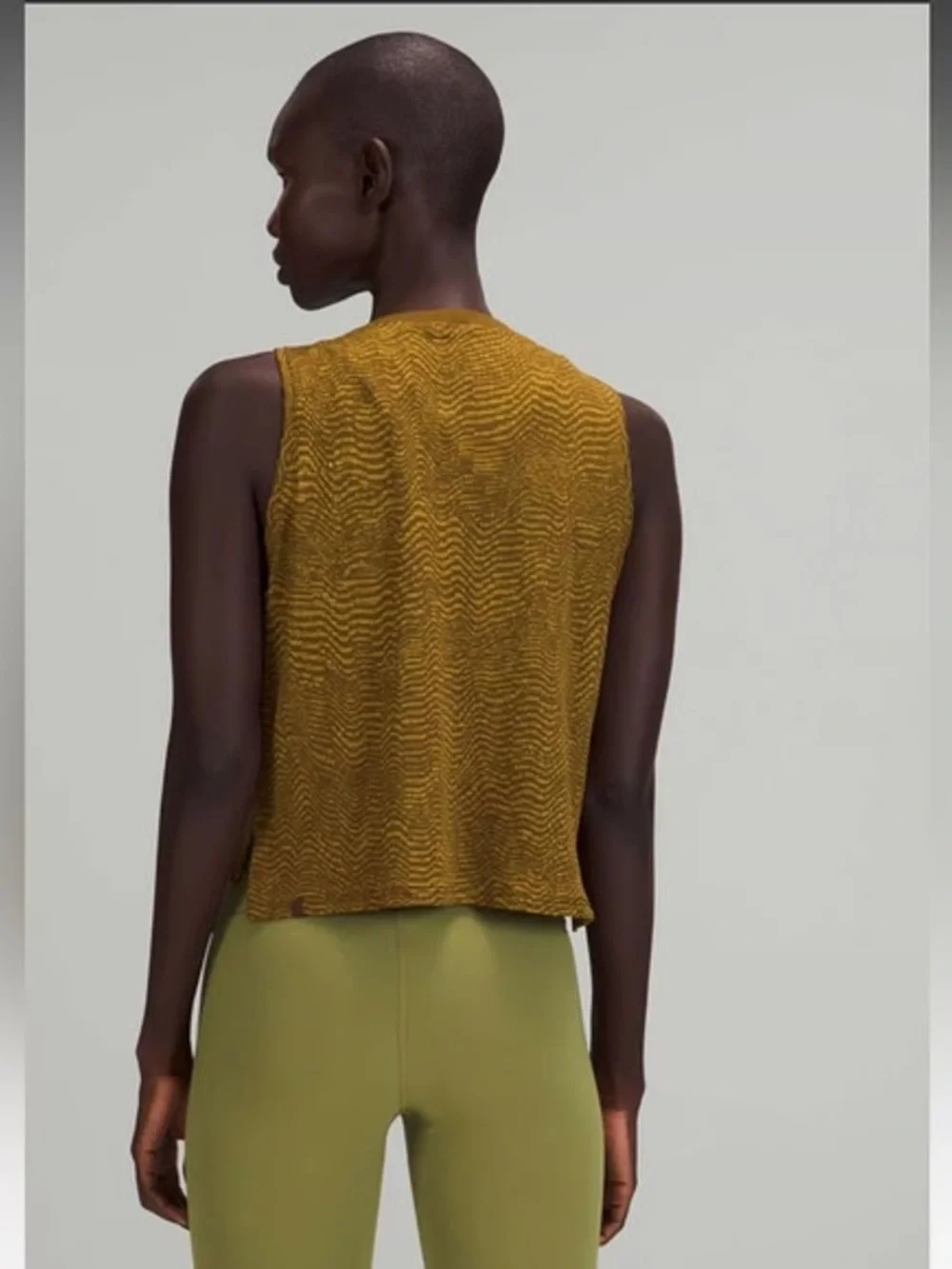 Lululemon Train To Be Crop Mesh Tank Top Ripple Wave in Auric Gold